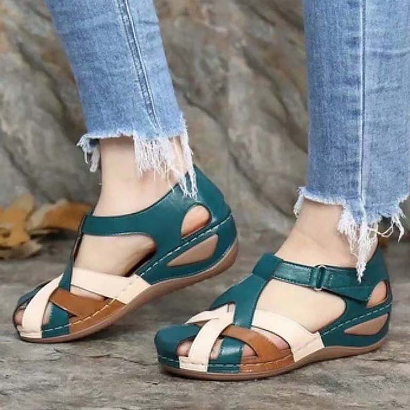 Sandalias planas con punta abierta para mujer, zapatos antideslizantes, cómodos y ligeros para caminar