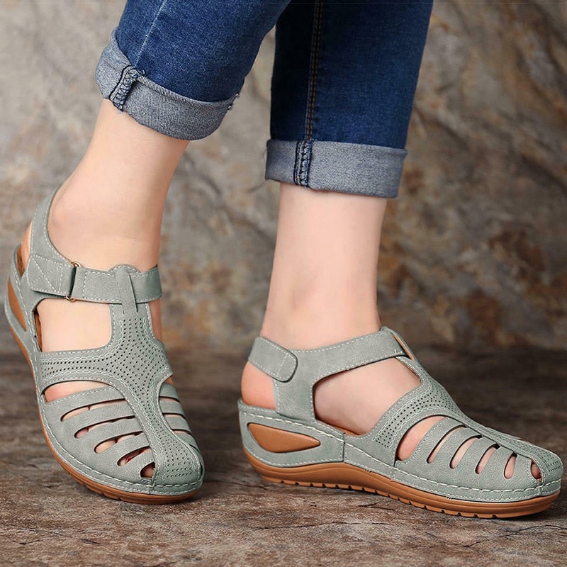 Sandalias de estilo bohemio para Mujer, zapatos de verano con tacones de Gladiador, elegantes con cuñas