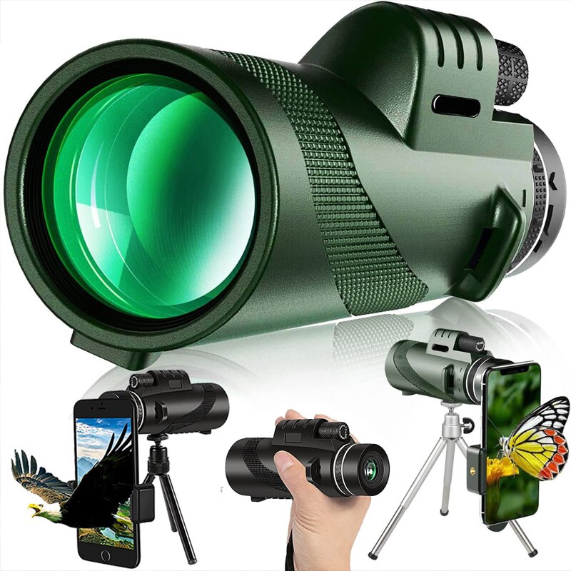 Telescopio portátil con zoom HD de 5000m, plegable, larga distancia, potente para caza, deportes, acampara al aire libre, viajes.