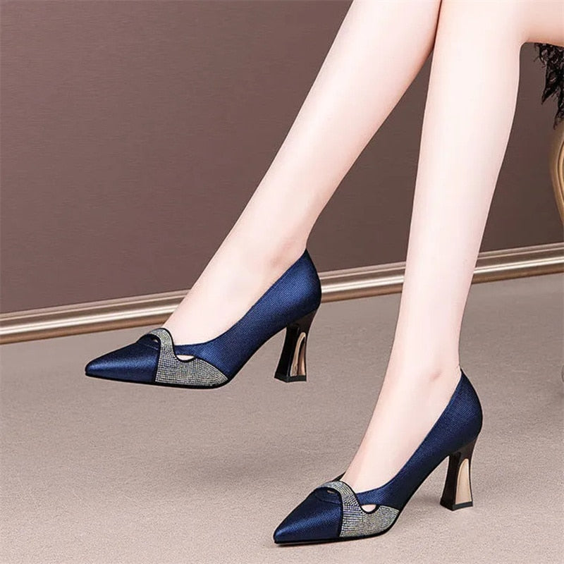 Zapatos De tacón Alto con cristales brillantes para mujer, calzado De primavera y verano, cómodo y elegante