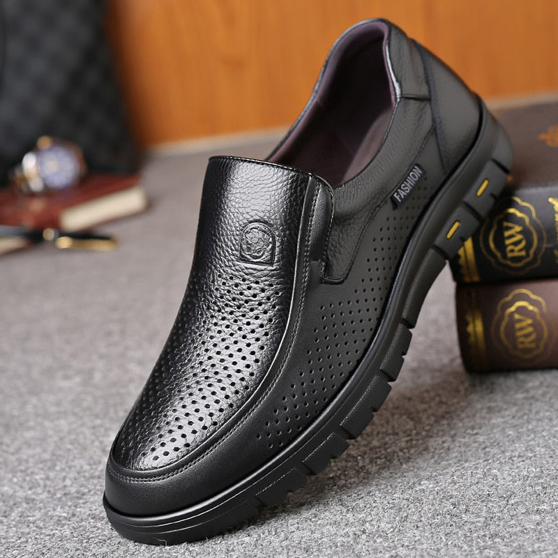 Zapatos hechos a mano de cuero genuino para hombres, zapatos casuales de plataforma plana para caminar, calzado al aire libre, mocasines, zapatillas transpirables