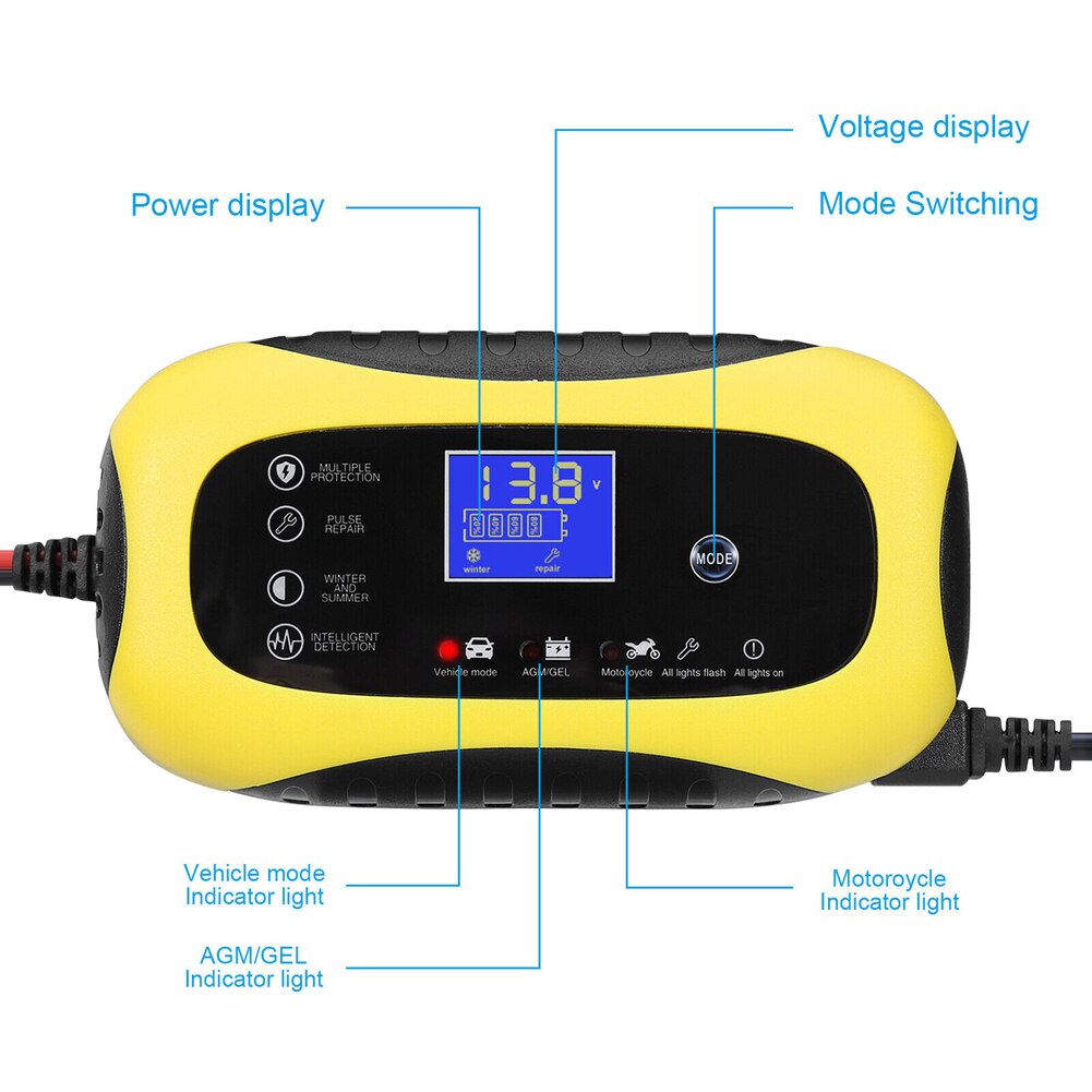 New Portable Car Battery Starter Auto Power Supply With LCD Display 12V 6A for Motorcycle SUV AGM for Cars Motorcycle SUV ATV RV