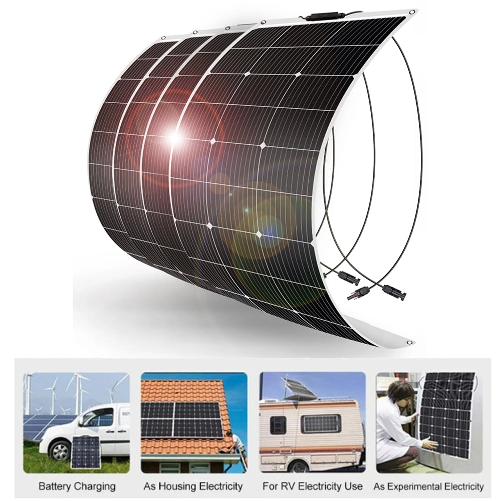 Sistema de generador de energía de Panel Solar de 2000W para el hogar, Kit de inversor de 220V, controlador de batería de 30A, Cargador USB de batería de 12v 100Ah Lifepo4