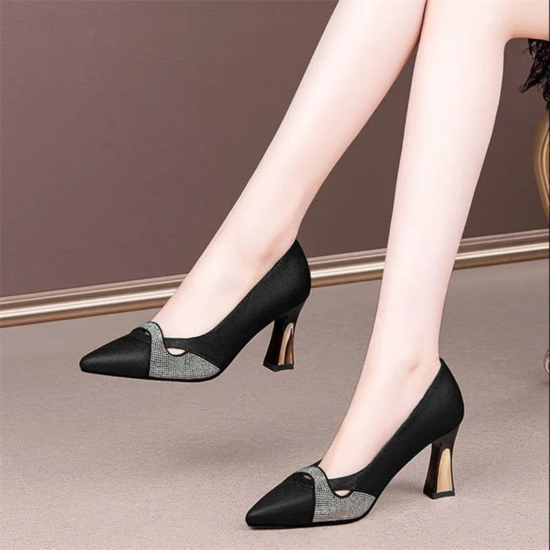 Zapatos De tacón Alto con cristales brillantes para mujer, calzado De primavera y verano, cómodo y elegante