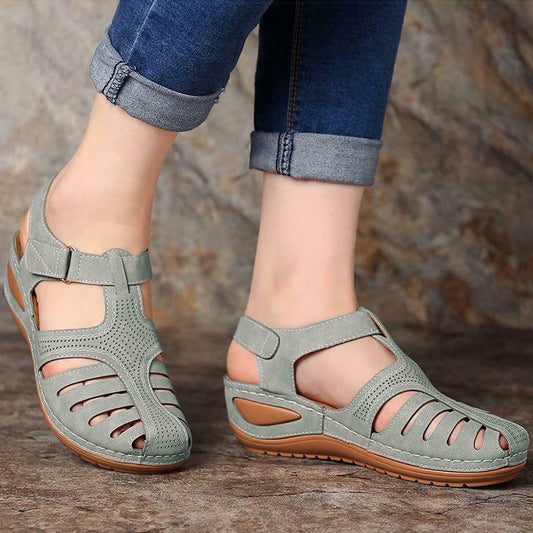 Sandalias de estilo bohemio para Mujer, zapatos de verano con tacones de Gladiador, elegantes con cuñas
